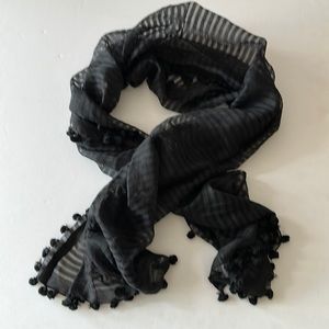 Eileen Fisher sheer black with Pom Pom detail